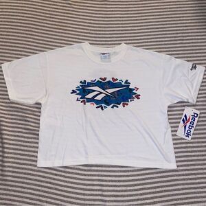 Vintage Reebok‎ Crop Top T shirt Large Logo NWT NOS Deadstock
